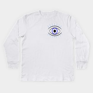 blue evil eye minimalistic art Kids Long Sleeve T-Shirt